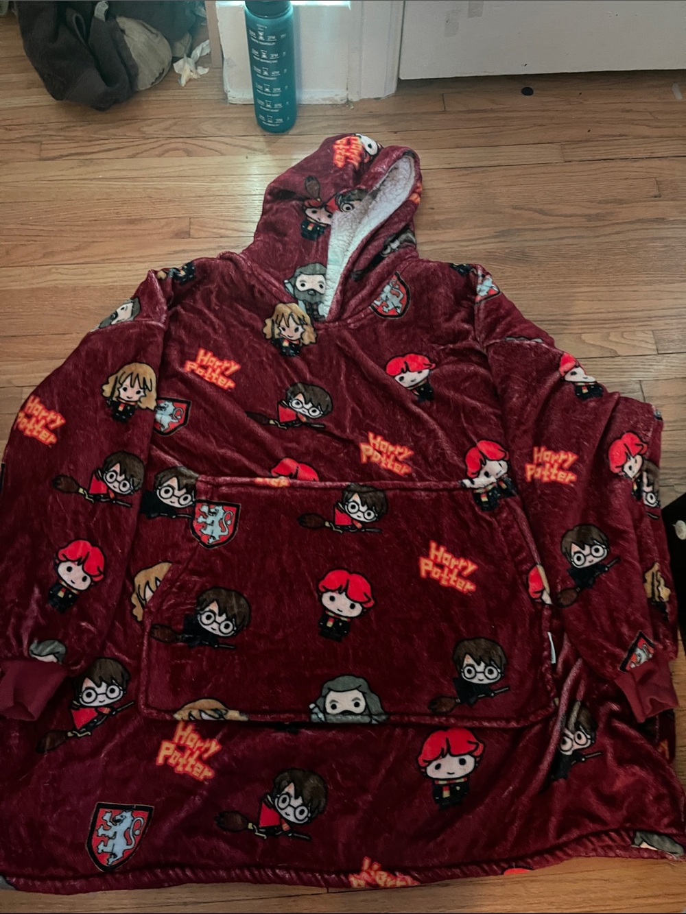 Harry Potter Kids Plush Hooded Pajama Pullover - Maroon